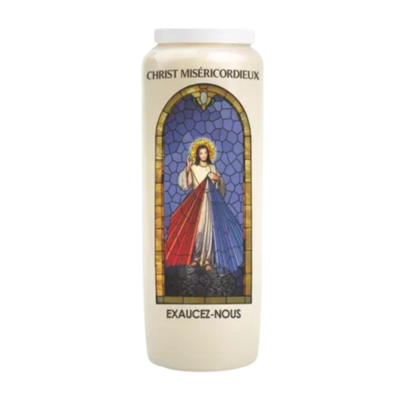 Bougie de neuvaine Christ Miséricordieux 18cm 100% végétale