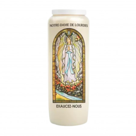 Bougie de neuvaine Notre Dame de Lourdes 18cm 100% végétale
