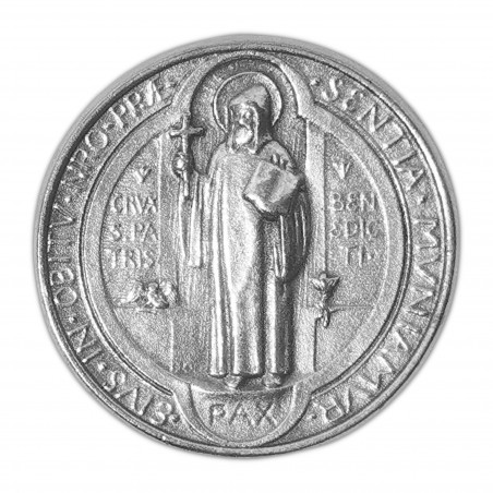 Plaque auto en métal Médaille Saint Benoît D.3,2cm