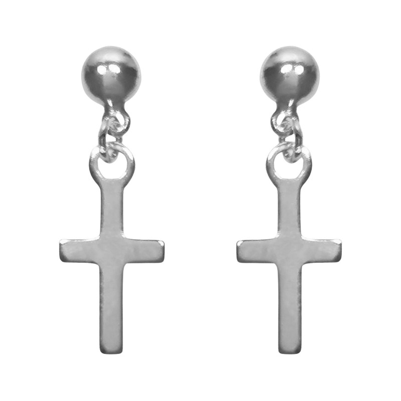 Boucles d'oreilles Argent 925°/°° Croix pendante