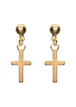 Boucles d'oreilles Plaquées or Croix pendante