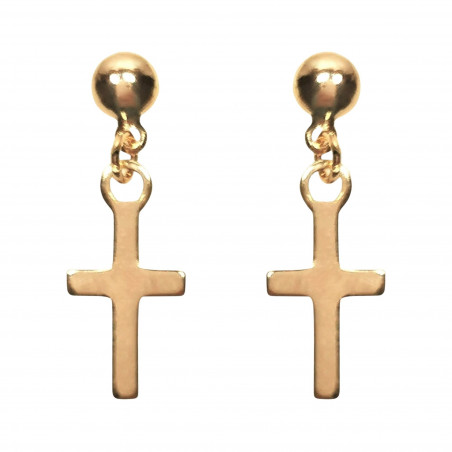 Boucles d'oreilles Plaquées or Croix pendante