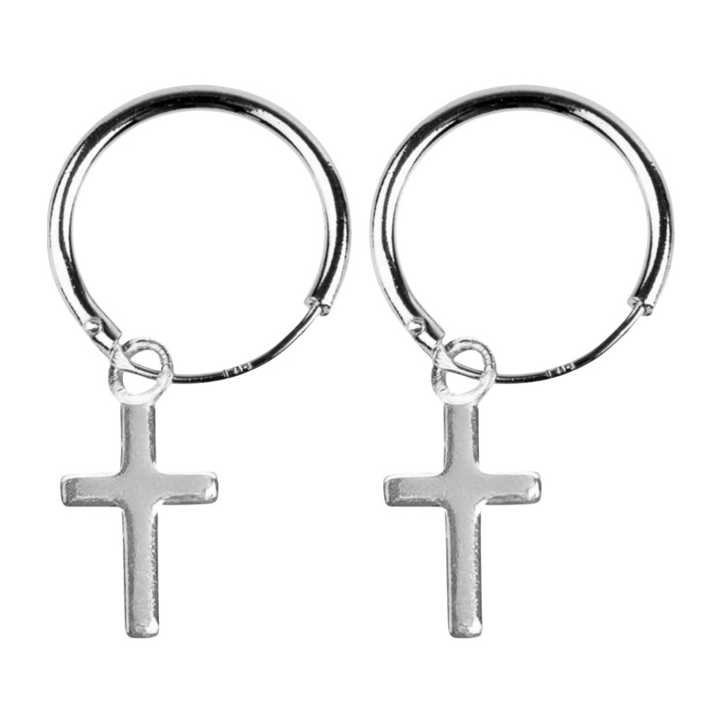 Boucles d'oreilles croix pendantes - Argent 925