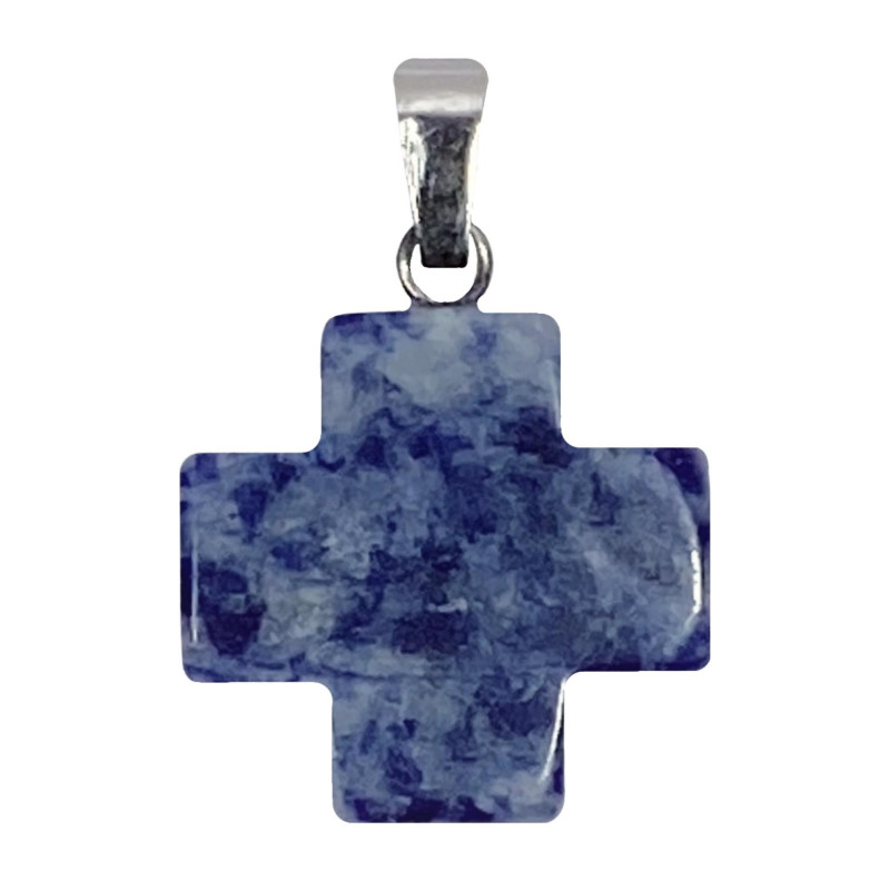 Croix carrée en pierre naturelle Sodalite H.2cm