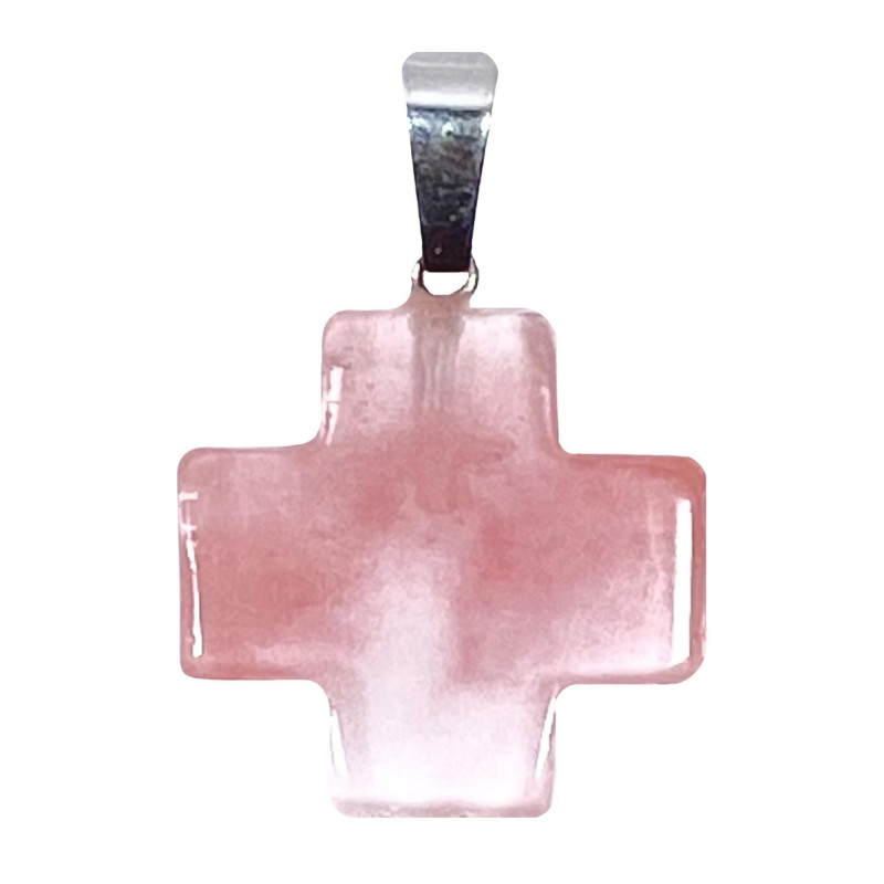 Croix carrée en pierre naturelle Quartz Cerise H.2cm Croix carrée en pierre naturelle Quartz Cerise H.2cm