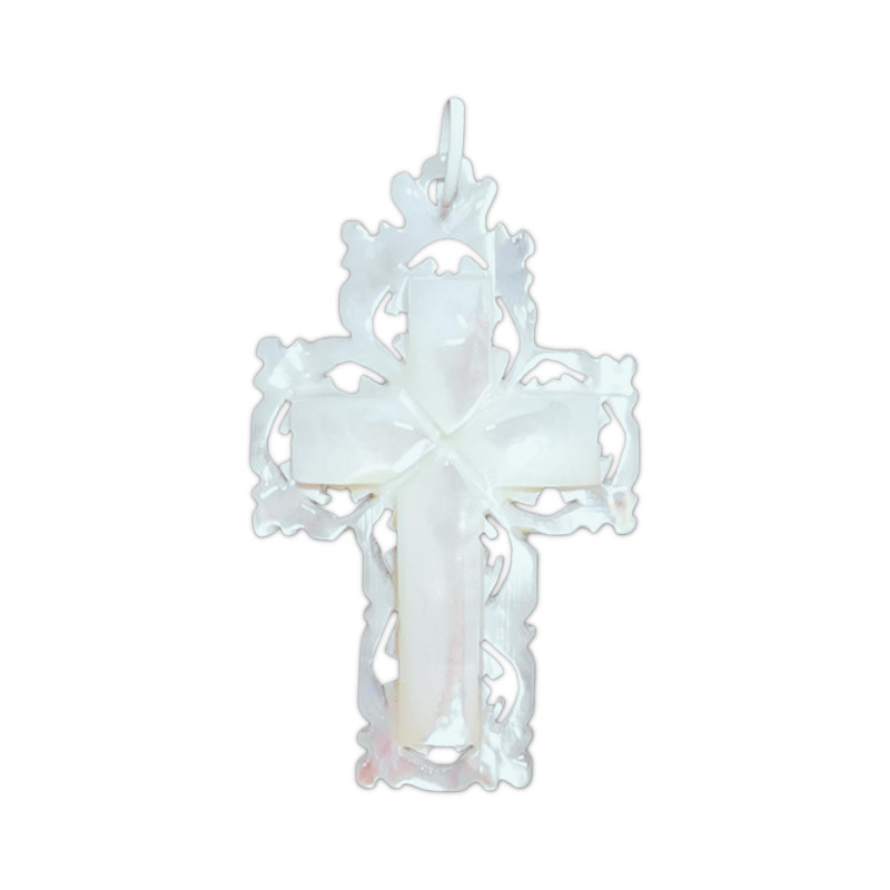 Croix en nacre véritable H.3,2cm fabrication artisanale de Jérusalem Croix en nacre véritable H.3,2cm fabrication artisanale de Jérusalem