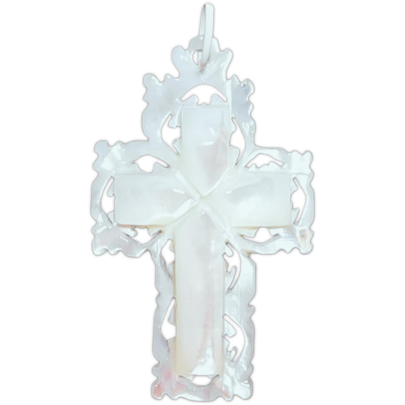 Croix en nacre véritable H.4cm fabrication artisanale de Jérusalem