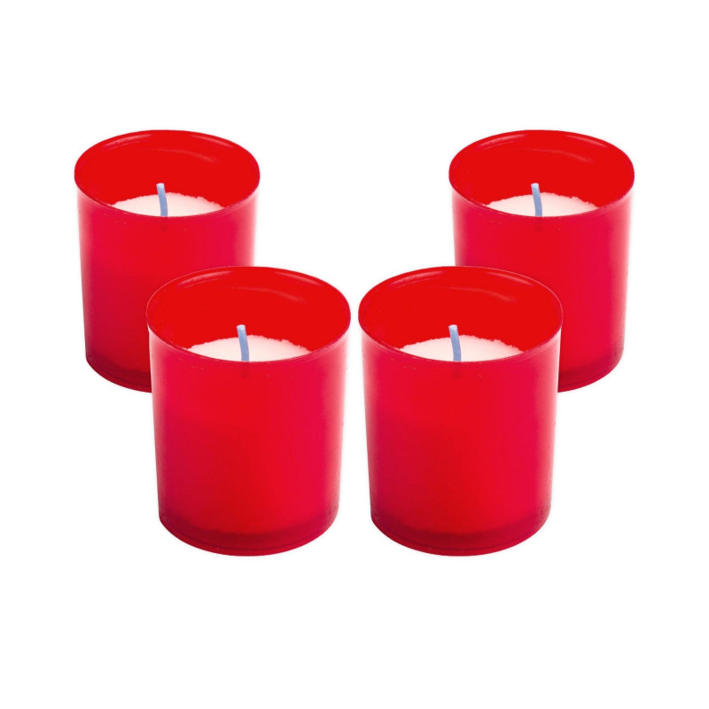 Lot de 4 bougies votives veilleuses 20 heures rouges