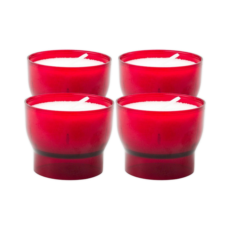 Lot de 4 bougies votives veilleuses 6 heures rouges