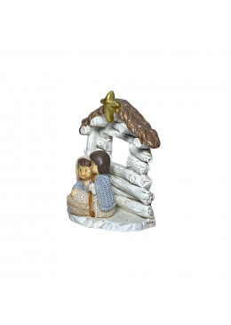 Mini crèche de Noël enfantine en résine avec paillettes - Modèle A vue de droite