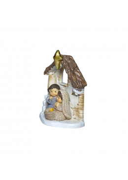 Mini crèche de Noël enfantine en résine avec paillettes - Modèle D vue de droite