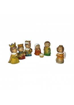 Set 7 santons pour crèche enfantine jusqu'à 5,5cm - en présentation