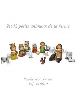 Set 7 santons pour crèche enfantine jusqu'à 5,5cm - avec animaux vendus séparément