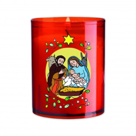 Bougie rouge spéciale Noël - Veilleuse Sainte Nativité