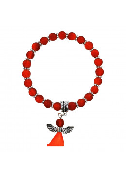 Bracelet en agathe rouge avec une breloque petit ange
