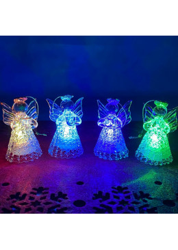 Série de 4 Anges Lumineux en verre H.7cm