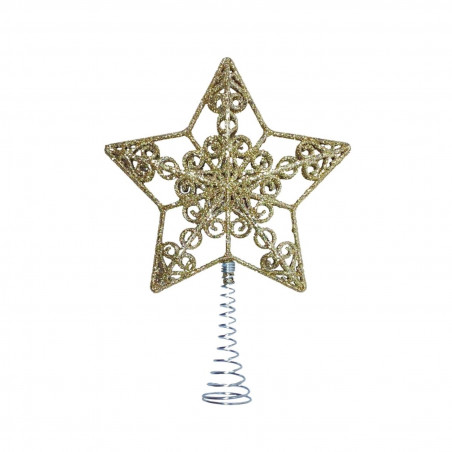 Étoile de Noël dorée étincelante avec support en spiral