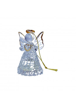Ange Lumineu en verre avec un coeur