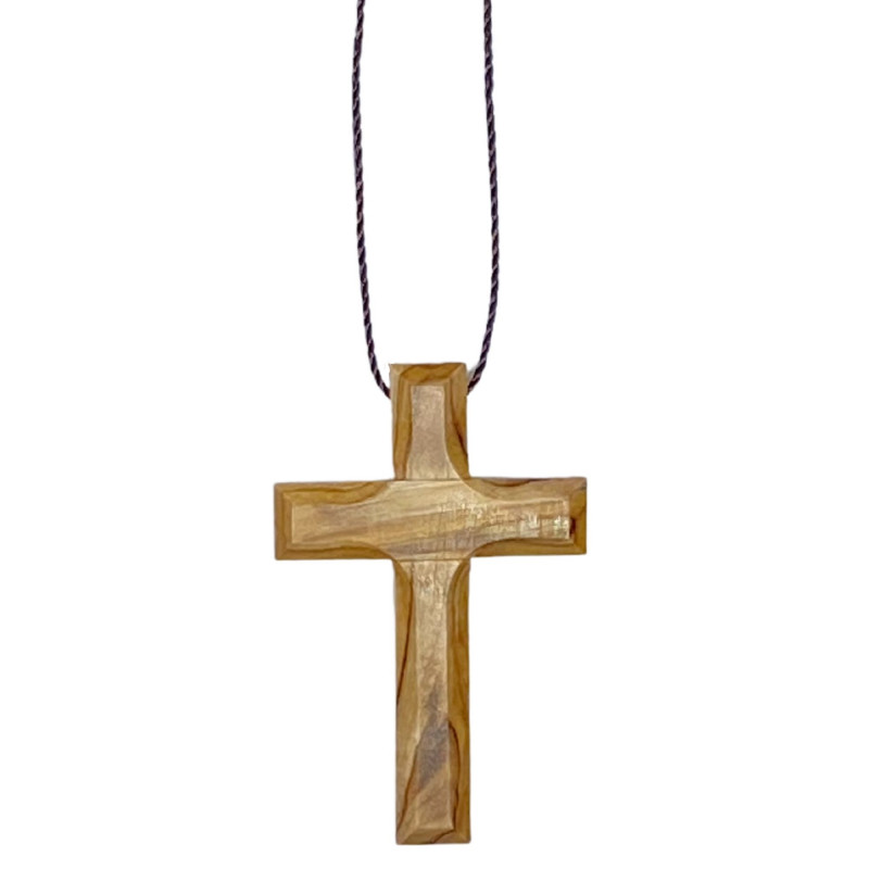Croix d'aube 5cm bois d'olivier de Terre Sainte pour communion, confirmation, enfants de chœur