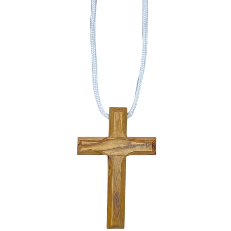 Croix d'aube 7cm bois d'olivier de Terre Sainte pour communion, confirmation, enfants de chœur