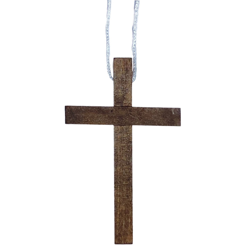 Croix d'aube 10cm bois foncé pour communion, confirmation, enfants de chœur
