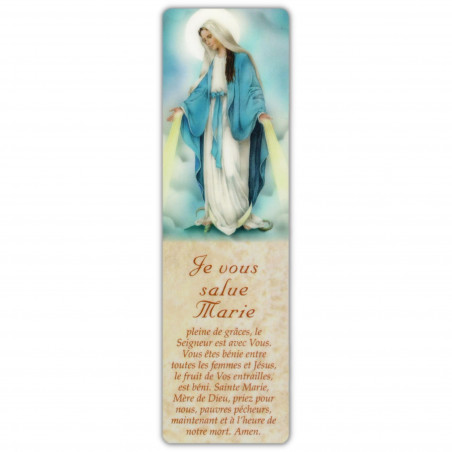 Signet / Marque-pages la Vierge Miraculeuse avec prière Je Vous Salue Marie