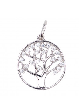 Médaille ajourée Arbre de Vie argent 925°/°° et zirconium diamètre 2cm