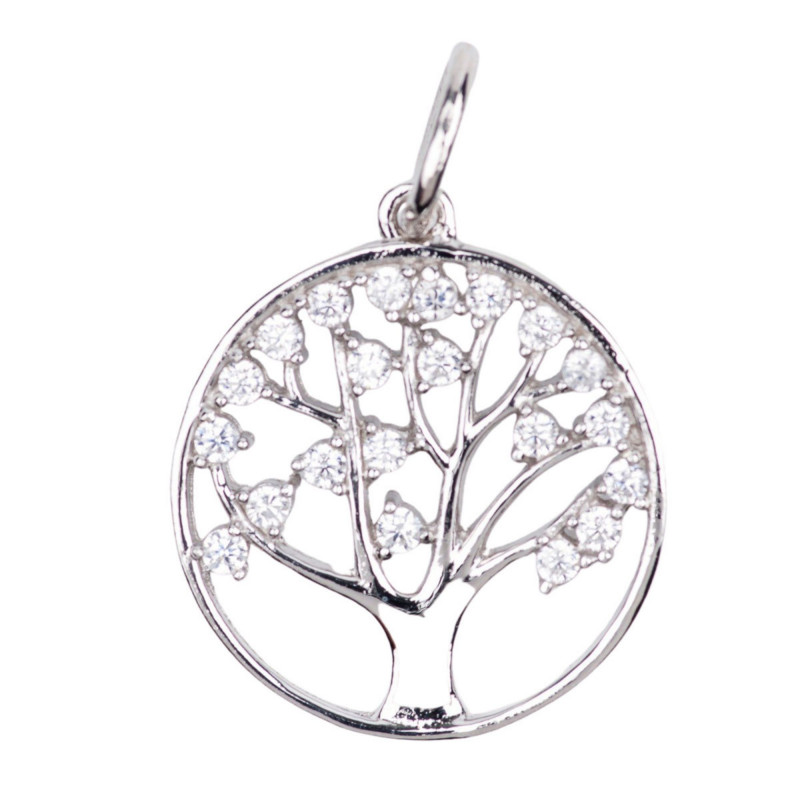 Médaille ajourée Arbre de Vie argent 925°/°° et zirconium diamètre 2cm