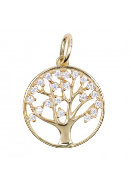 Médaille ajourée Arbre de Vie plaquée or et zirconium diamètre 2cm