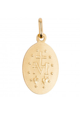 Face arrière pendentif Médaille Vierge Miraculeuse en plaqué or