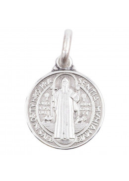 Face avant pendentif Médaille Saint Benoît en argent 925°/°°