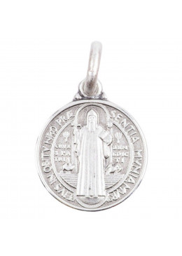 Face avant pendentif Médaille Saint Benoît en argent 925°/°°