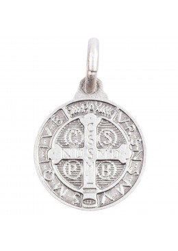 Face arrière pendentif Médaille Saint Benoît en argent 925°/°°