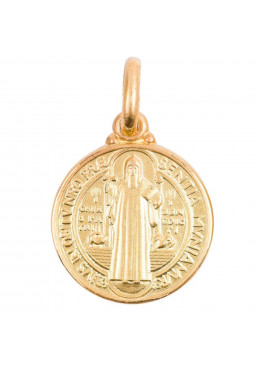 Face avant pendentif Médaille Saint Benoît en plaqué or