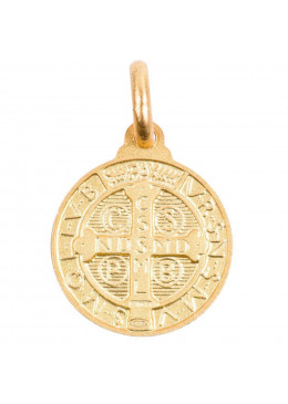 Face arrière pendentif Médaille Saint Benoît en plaqué or