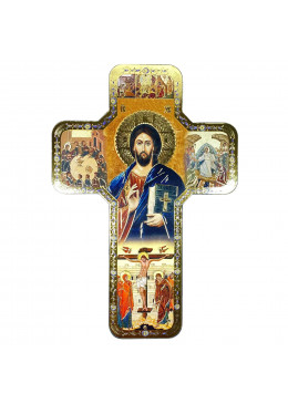 Face avant croix murale icône Christ Pantocrator