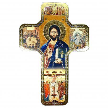 Face avant croix murale icône Christ Pantocrator