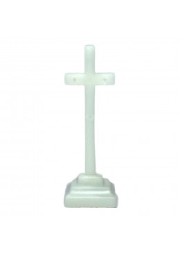 Face arrière croix à poser H.8cm fluorescente avec le corps du Christ en métal argenté