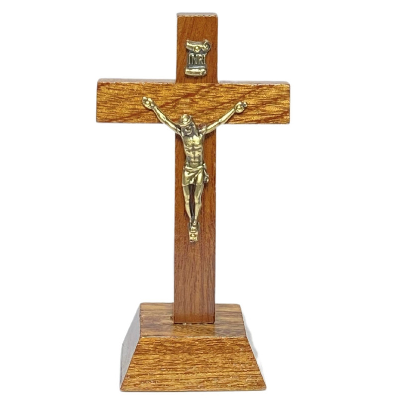 Face avant croix à poser H.11cm en bois avec Christ en métal bronzé Face avant croix à poser H.11cm en bois avec Christ en métal bronzé