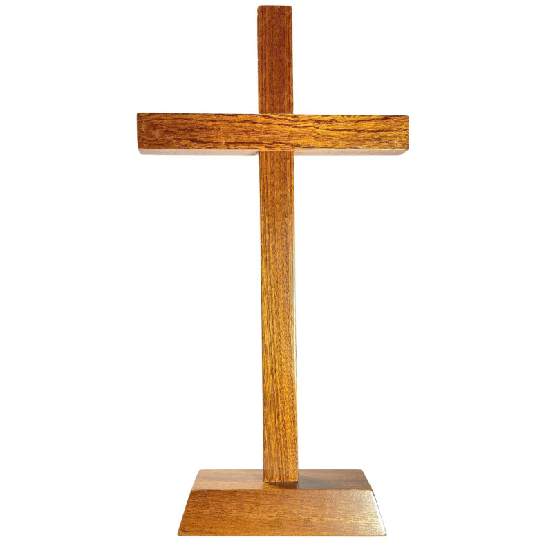 Croix à poser H.38cm grand format en bois vernis sans le corps du Christ
