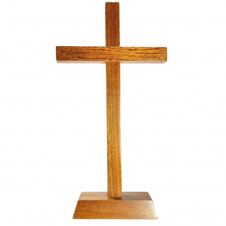 Croix à poser H.38cm grand format en bois vernis sans le corps du Christ