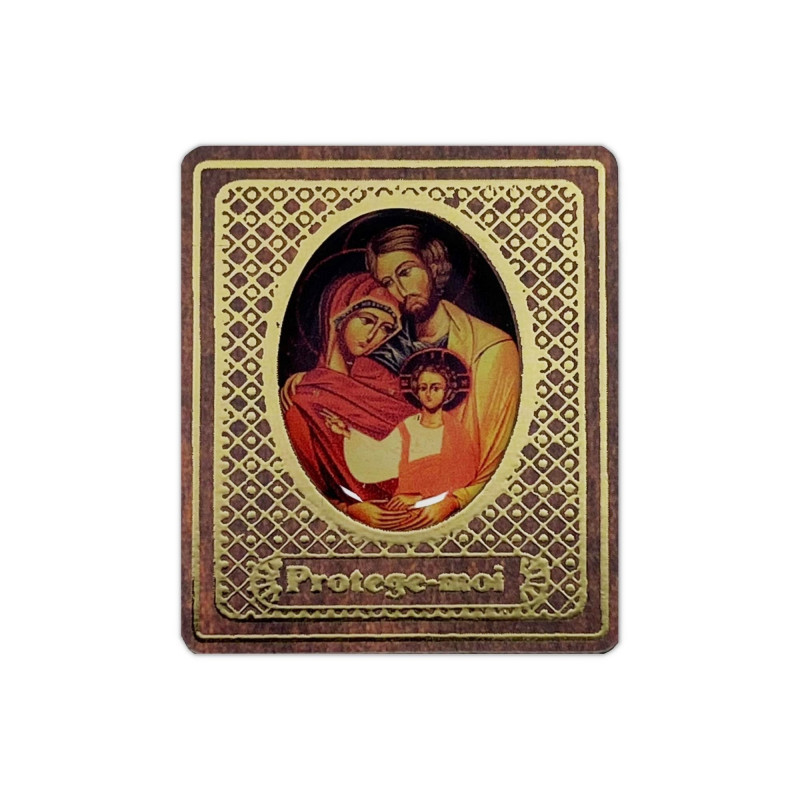 Face avant magnet en bois et dorures H.5cm Sainte Famille