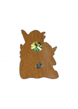 Face arrière magnet en bois silhouette Trois Anges avec impression en relief collée H.6,5cm