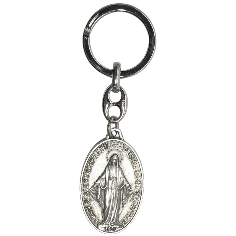 Face avant porte-clés médaille Vierge Miraculeuse Sainte Marie