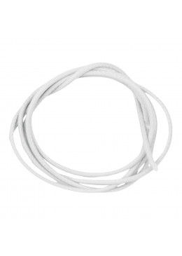 Cordon en polyester ciré, blanc, tressage serré avec diamètre de 2mm et longueur de 90cm
