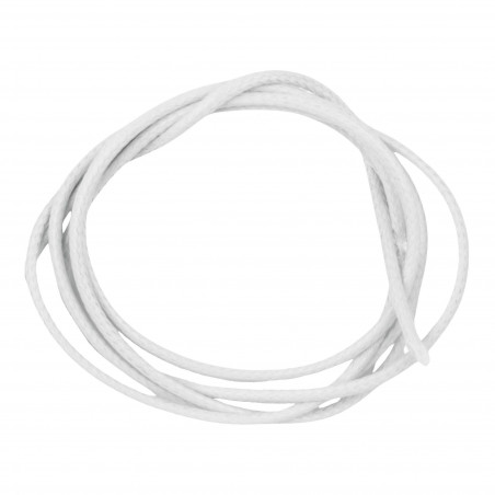 Cordon en polyester ciré, blanc, tressage serré avec diamètre de 2mm et longueur de 90cm