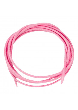 Cordon en polyester ciré, rose, tressage serré avec diamètre de 2mm et longueur de 90cm