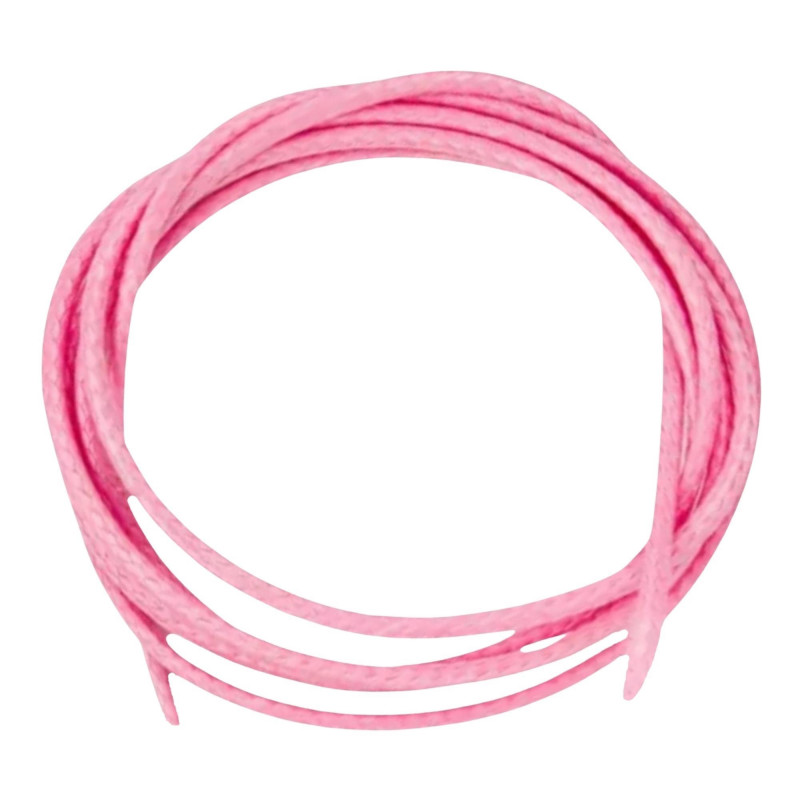 Cordon en polyester ciré, rose, tressage serré avec diamètre de 2mm et longueur de 90cm