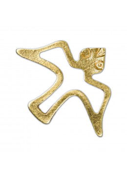 Pin's Silhouette colombe en vol, en métal ajouré doré, symbole du Saint Esprit