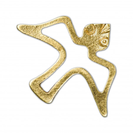 Pin's Silhouette colombe en vol, en métal ajouré doré, symbole du Saint Esprit